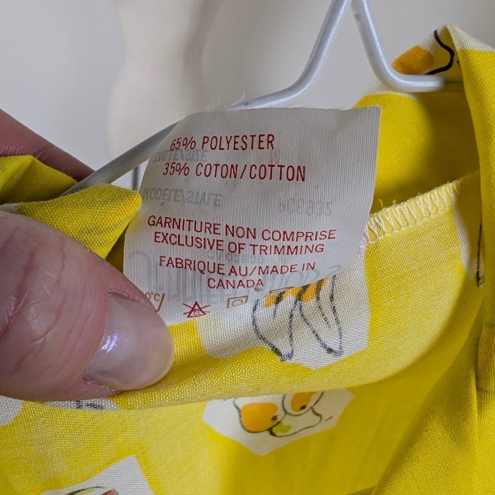 Yellow Fruit Duster Pajamas Button Down Size Medium Midi (v) - Picture 2 of 11